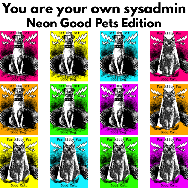 Neon Good Pets collage bundle — cat and dog designs, multiple colorways preview.