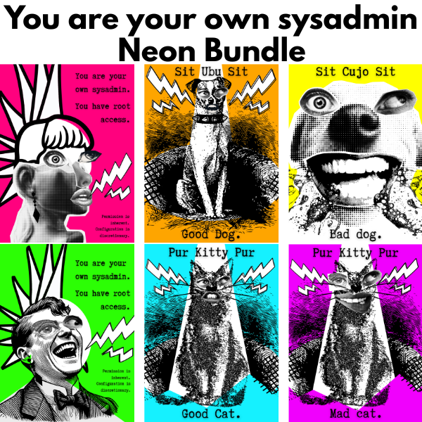 Neon zine collage posters — You Are Your Own Sysadmin mega bundle preview.